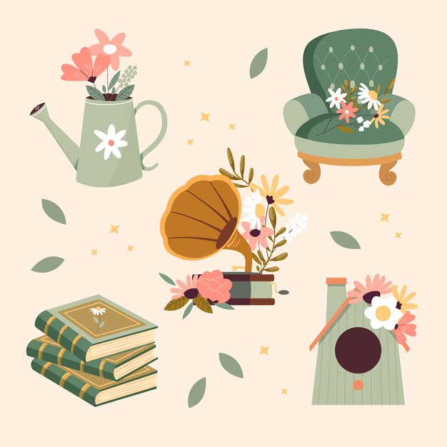 Ilustración de cottagecore dibujada a mano