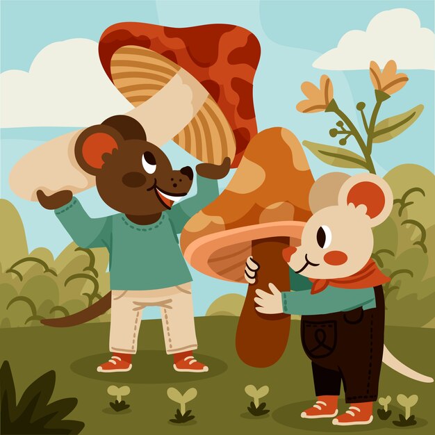 Ilustración de cottagecore dibujada a mano