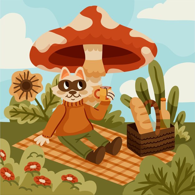 Ilustración de cottagecore dibujada a mano