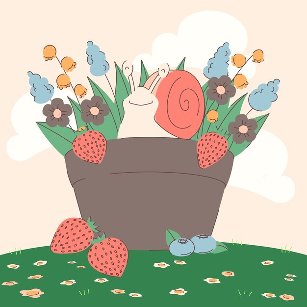 Ilustración de cottagecore dibujada a mano