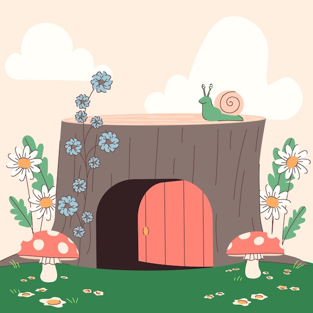 Ilustración de cottagecore dibujada a mano