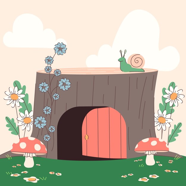 Ilustración de cottagecore dibujada a mano