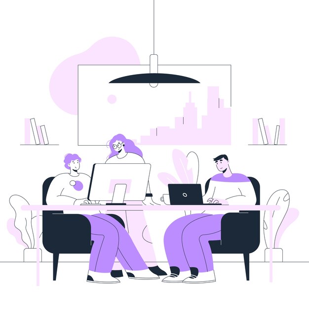 Ilustración de coworking de diseño plano