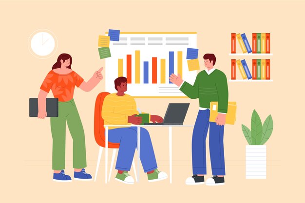Ilustración de coworking de diseño plano