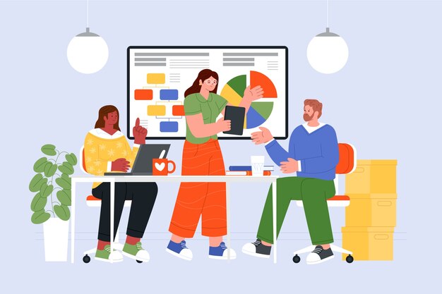 Ilustración de coworking de diseño plano