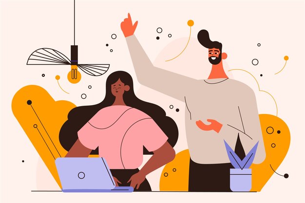 Ilustración de coworking de diseño plano