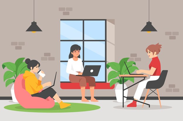 Ilustración de coworking de diseño plano