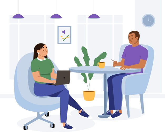 Ilustración de coworking de diseño plano