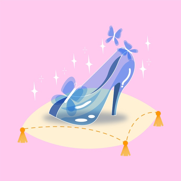 Ilustración creativa de cuento de hadas de zapato de cristal