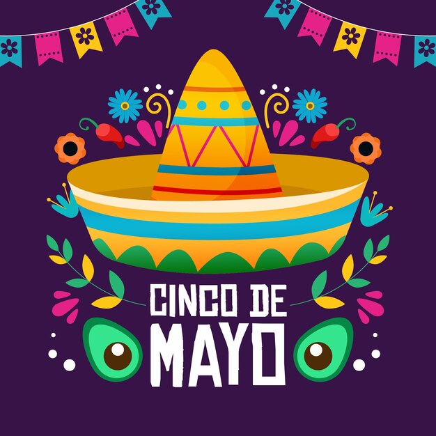 Ilustración creativa de sombrero mexicano