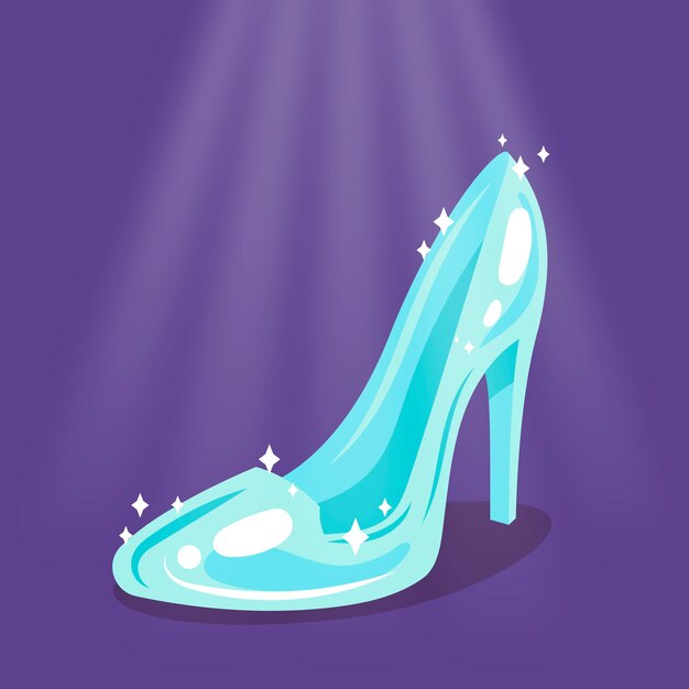 Ilustración creativa de zapato de cristal de Cenicienta