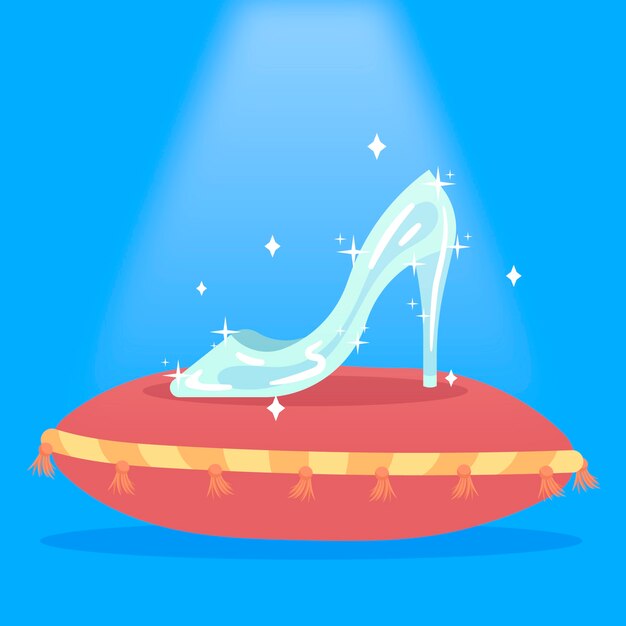 Ilustración creativa de zapato de cristal de cuento de hadas