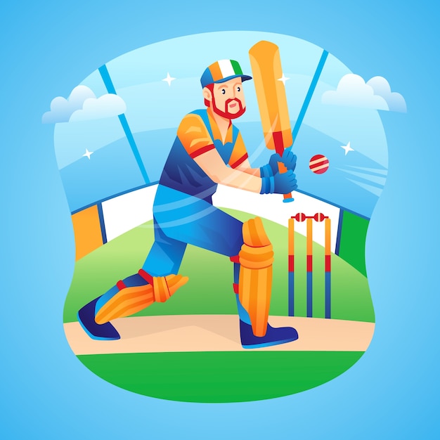 Ilustración de cricket gradiente ipl