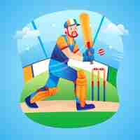 Vector gratuito ilustración de cricket gradiente ipl