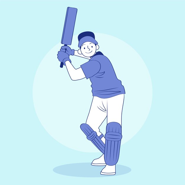 Ilustración de cricket ipl en estilo dibujado a mano