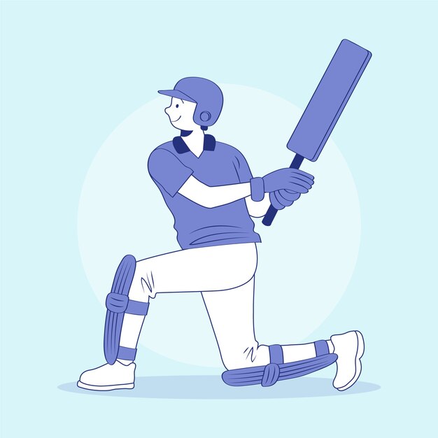 Ilustración de cricket ipl en estilo dibujado a mano