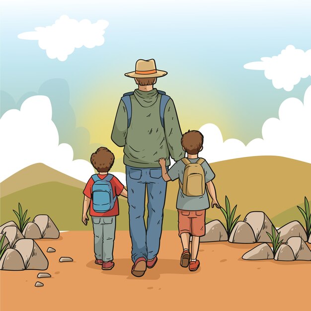 Ilustración de la crisis migratoria dibujada a mano