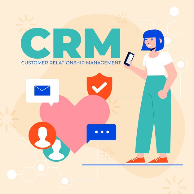 Ilustración de crm de diseño plano dibujado a mano