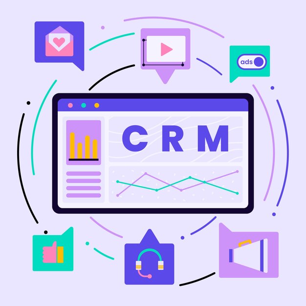 Ilustración de crm de diseño plano