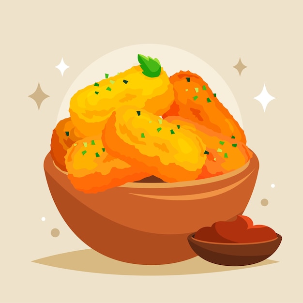 Ilustración de croquetas de diseño plano