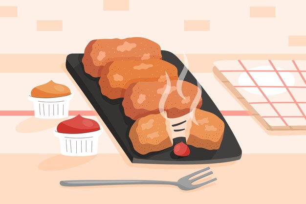 Ilustración de croquetas en estilo dibujado a mano