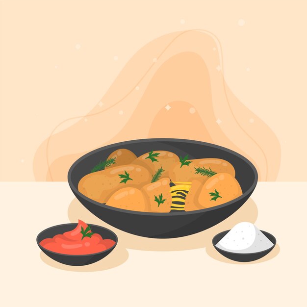 Ilustración de croquetas en estilo dibujado a mano