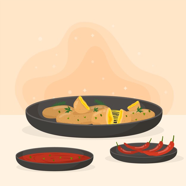 Ilustración de croquetas en estilo dibujado a mano