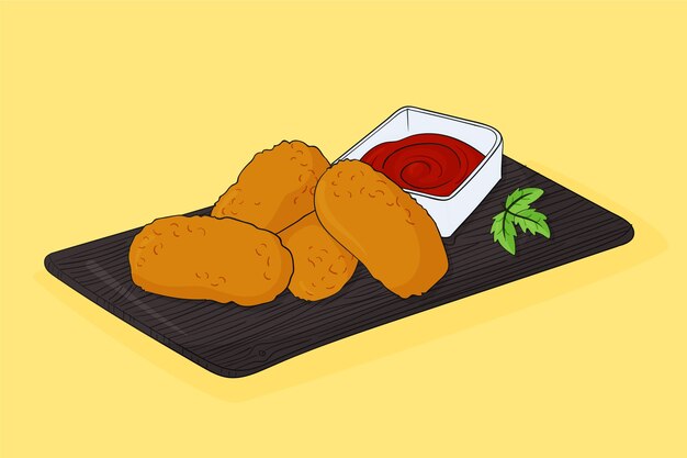 Ilustración de croquetas en estilo dibujado a mano