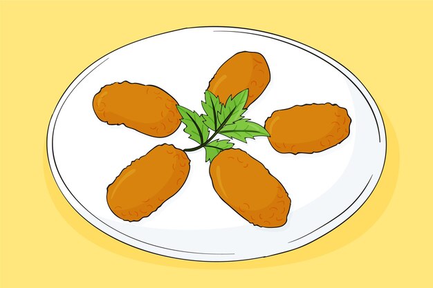 Ilustración de croquetas en estilo dibujado a mano