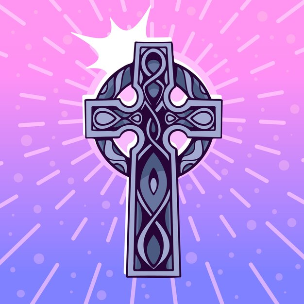Ilustración de cruz celta de diseño plano
