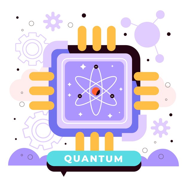Ilustración cuántica de diseño plano dibujado a mano