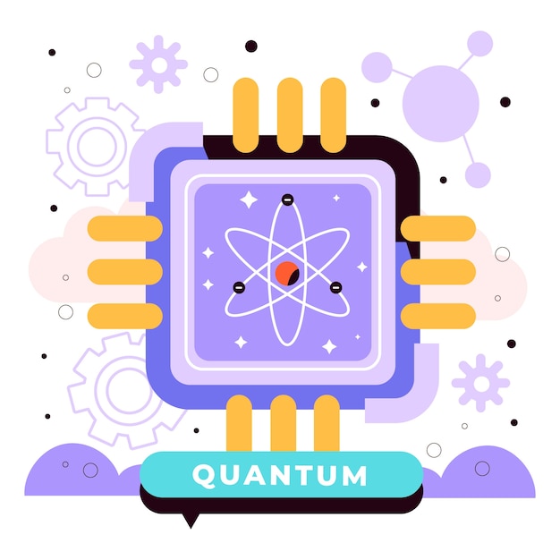 Ilustración cuántica de diseño plano dibujado a mano