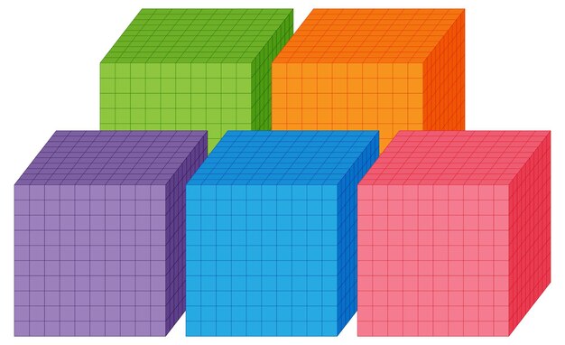 Ilustración de cubos geométricos de colores