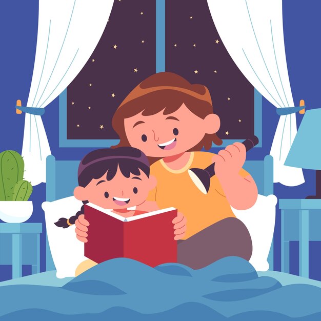 Ilustración de cuentos para dormir dibujados a mano