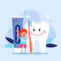 Vector gratuito ilustración de cuidado dental de diseño plano