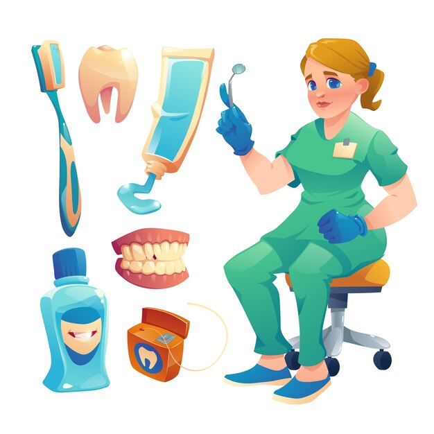 Ilustración de cuidado dental de diseño plano