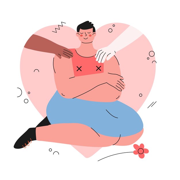 Ilustración de cuidado de diseño plano que afirma el género