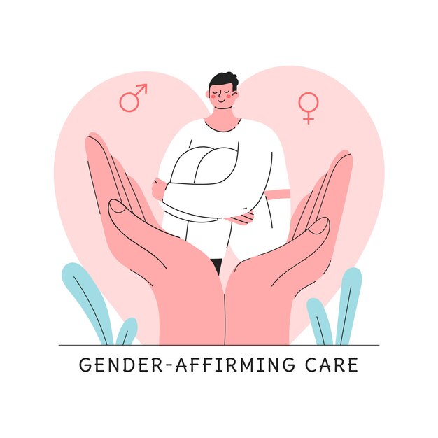 Ilustración de cuidado de diseño plano que afirma el género