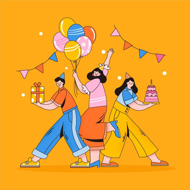 Ilustración de cumpleaños de celebración de personas