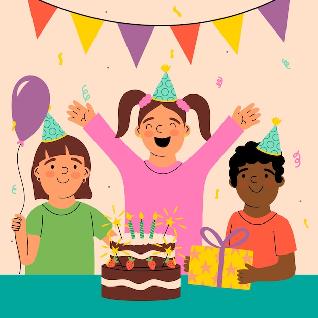 Vector gratuito ilustración de cumpleaños dibujada a mano