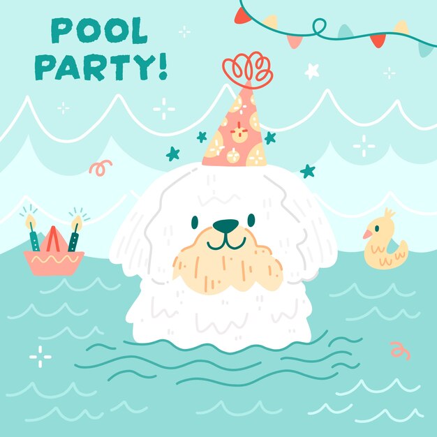 Ilustración de cumpleaños de perro de diseño plano