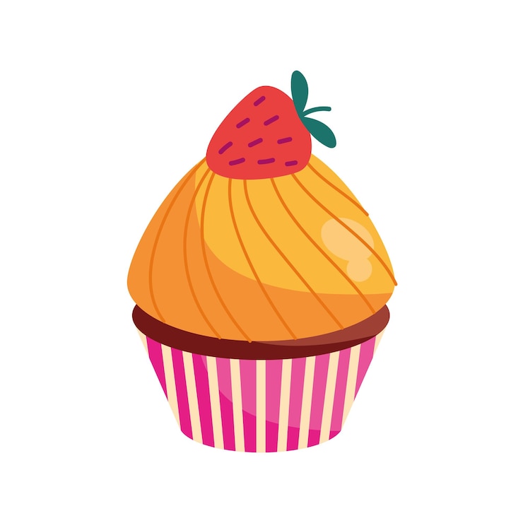 Vector gratuito ilustración de cupcake de fresa