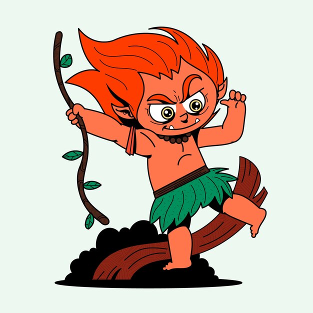Ilustración de curupira dibujada a mano