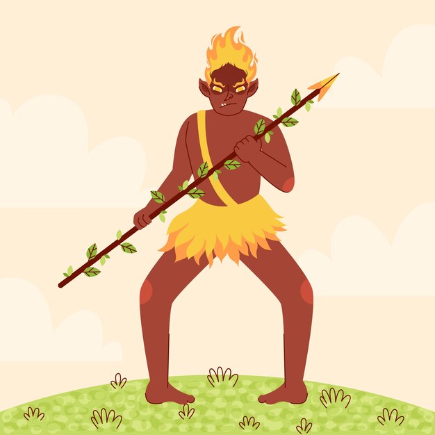 Ilustración de curupira de diseño plano