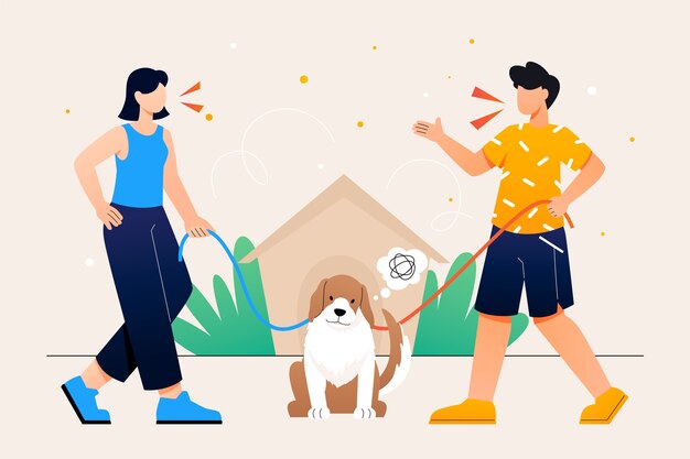 Ilustración de custodia de mascotas degradado