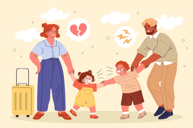 Ilustración de la custodia del niño dibujada a mano