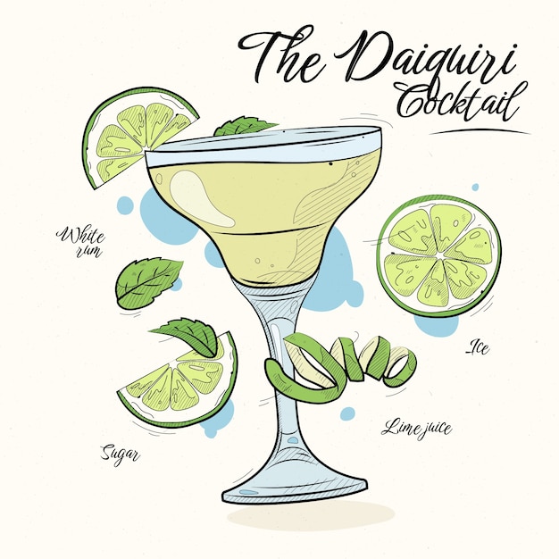 Ilustración de daiquirí dibujado a mano