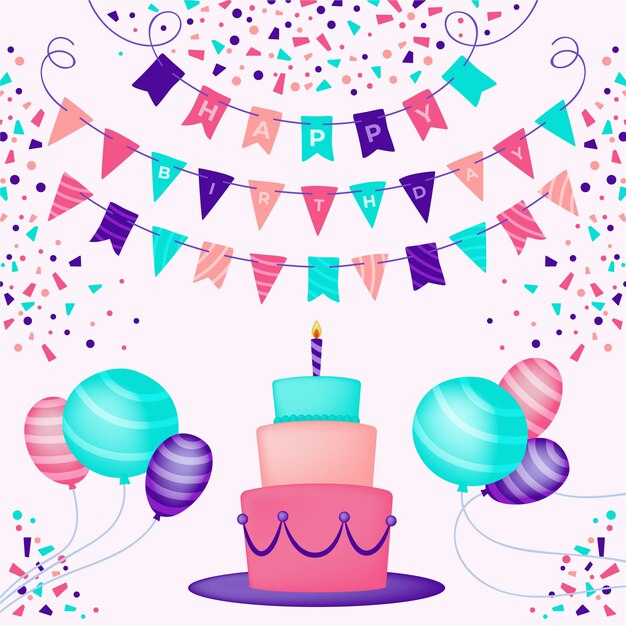 Ilustración de decoración de cumpleaños