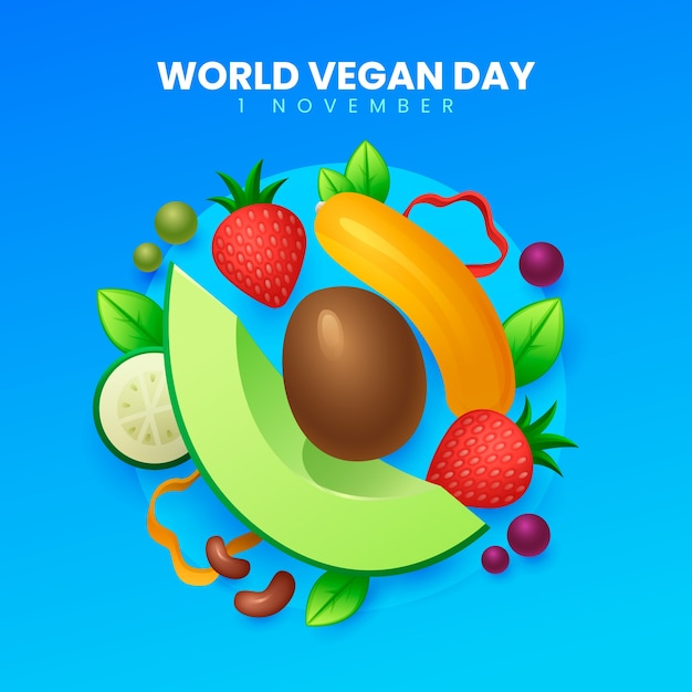 Vector gratuito ilustración degradada para la celebración del día mundial del vegano