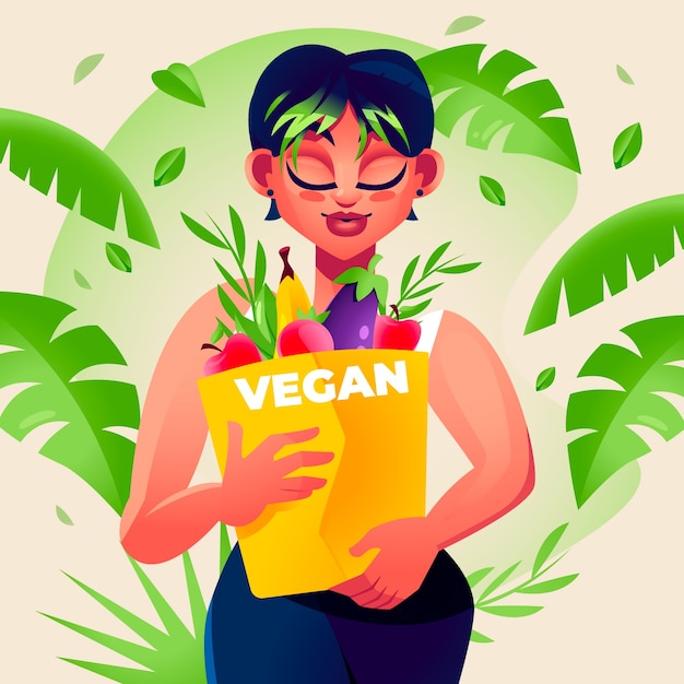 Ilustración degradada para la celebración del día mundial del vegano